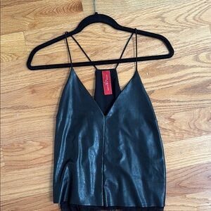 AKIRA Black Faux Leather Camisole